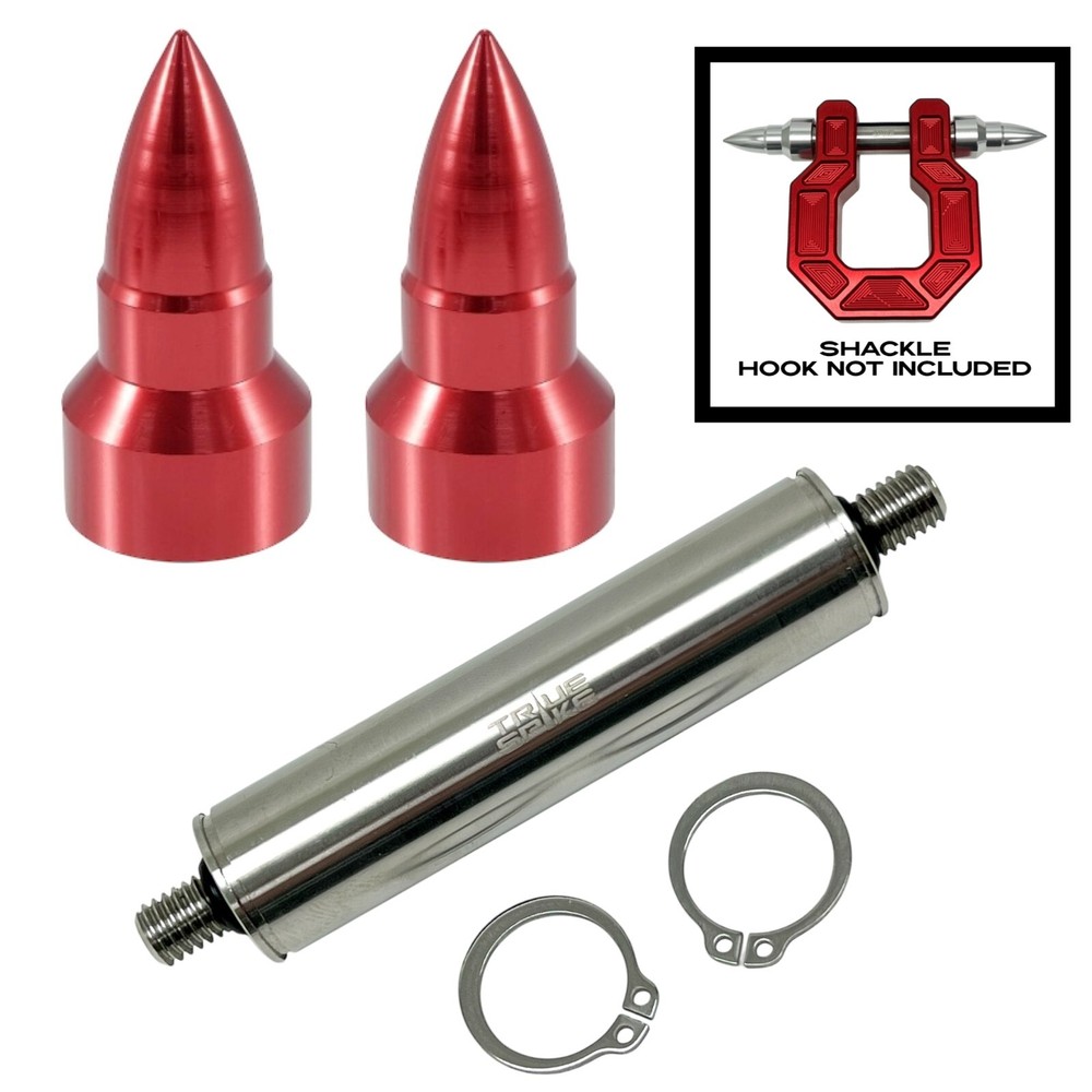 50 Cal Red True Spike Bumper Recovery Shackle with 3/4 Pin D-Ring Tow Hook