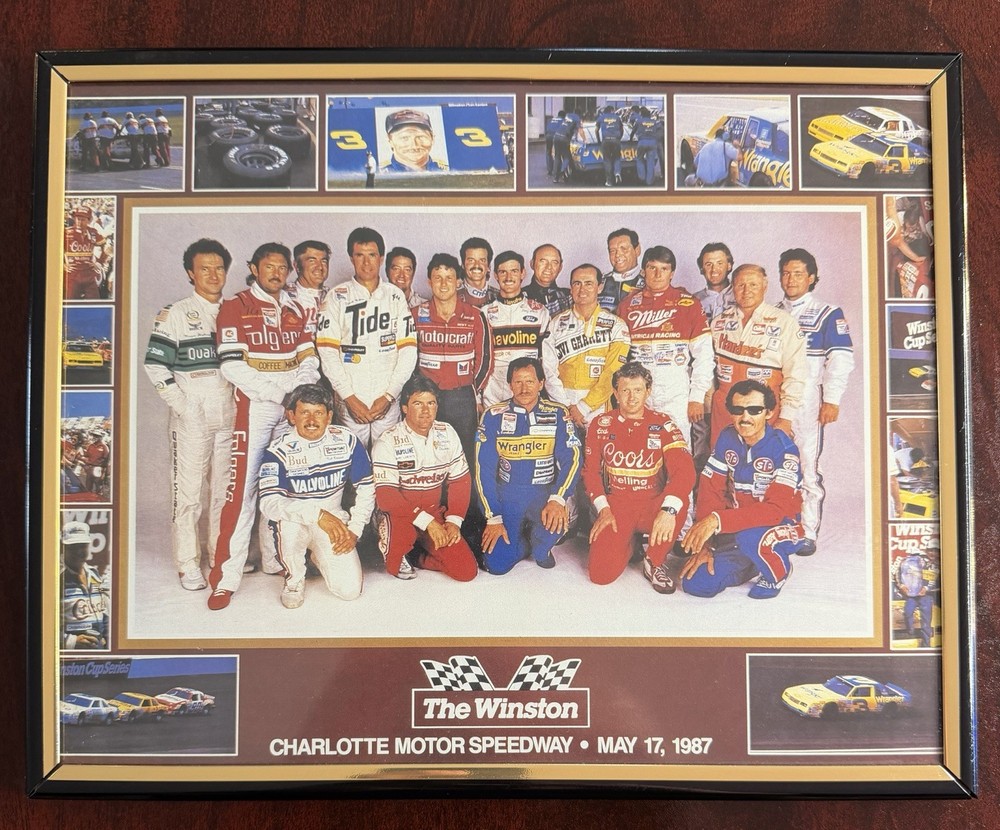 1987 The Winston Charlotte Motor Speedway NASCAR Drivers Framed Poster Earnhardt