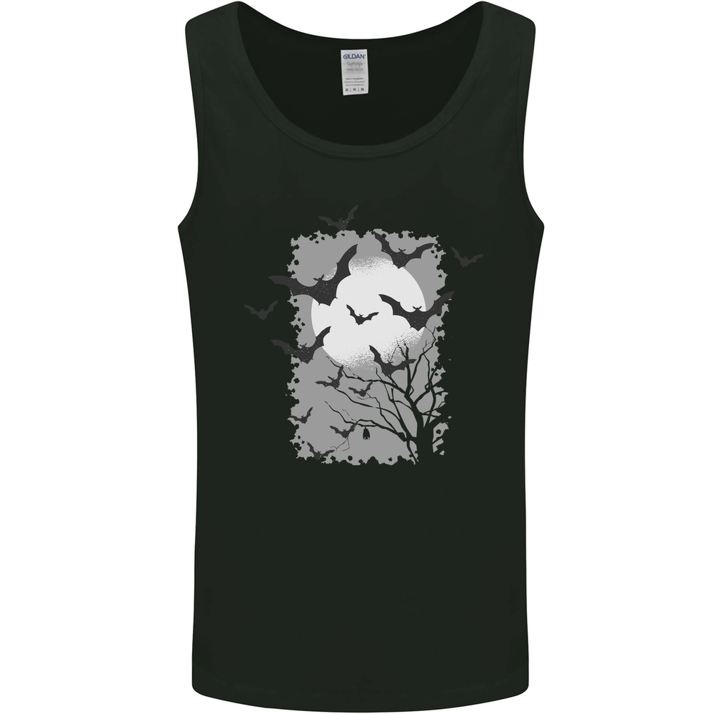 A Bat Landscape with a Full Moon Halloween Mens Vest Tank Top