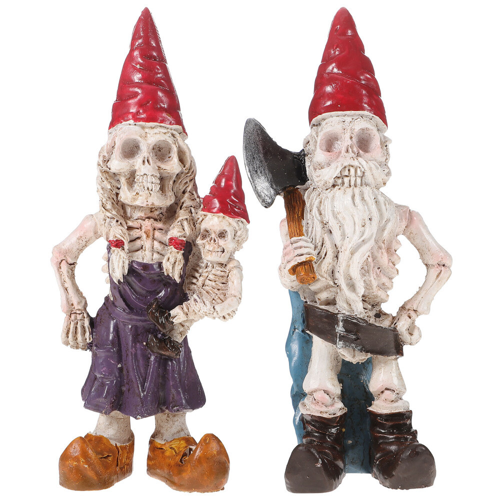 2PCS Adornments Skull Dwarf Doll Adornment Zombie Gnomes for Dwarf Doll Ornament