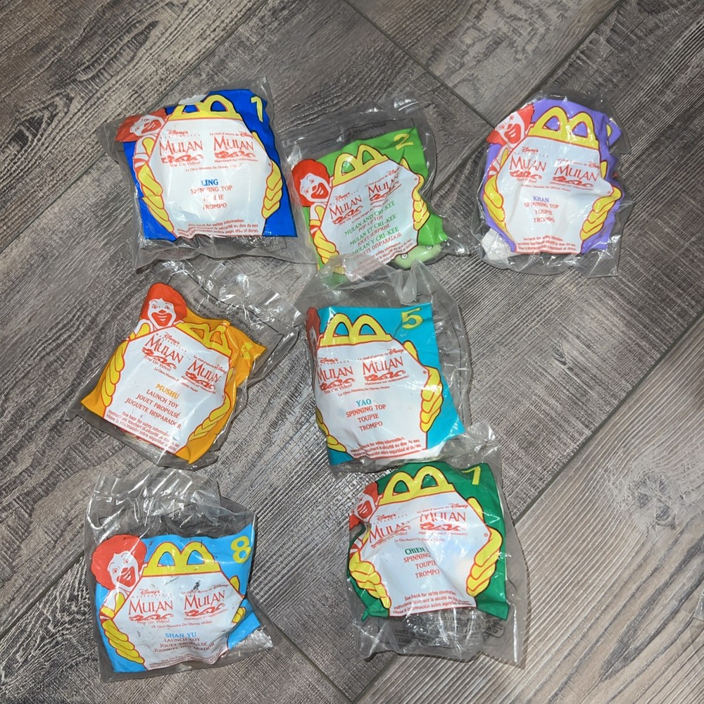 Mcdonald's Happy Meal Disney Mulan Spinner Launch Toys 1998 New 1-8 missing #6