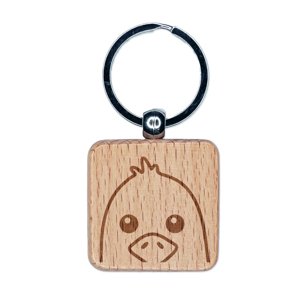 Seagull Peeking Engraved Wooden Square Keychain Gift  
