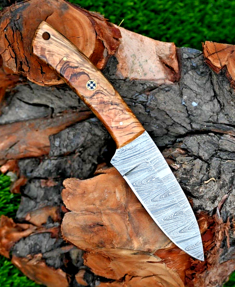 Custom Made Forged Damascus Steel Fix Blade Hunting Camping Knife 2897