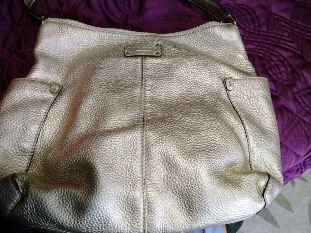 Kate spade gold leather handbag - stylish & elegant crossbody clutch purse
