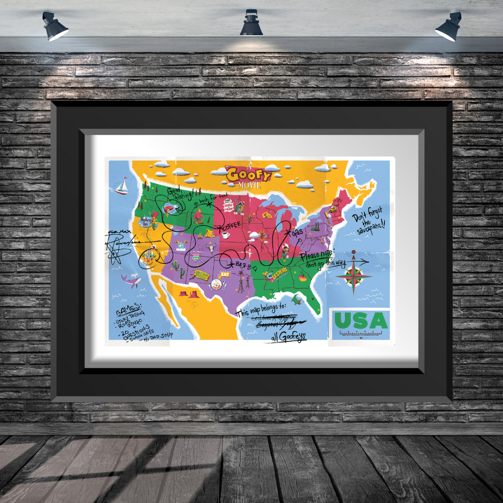 Disney Goofy Movie Map Poster 13x19 Satin Finish Custom Sizes
