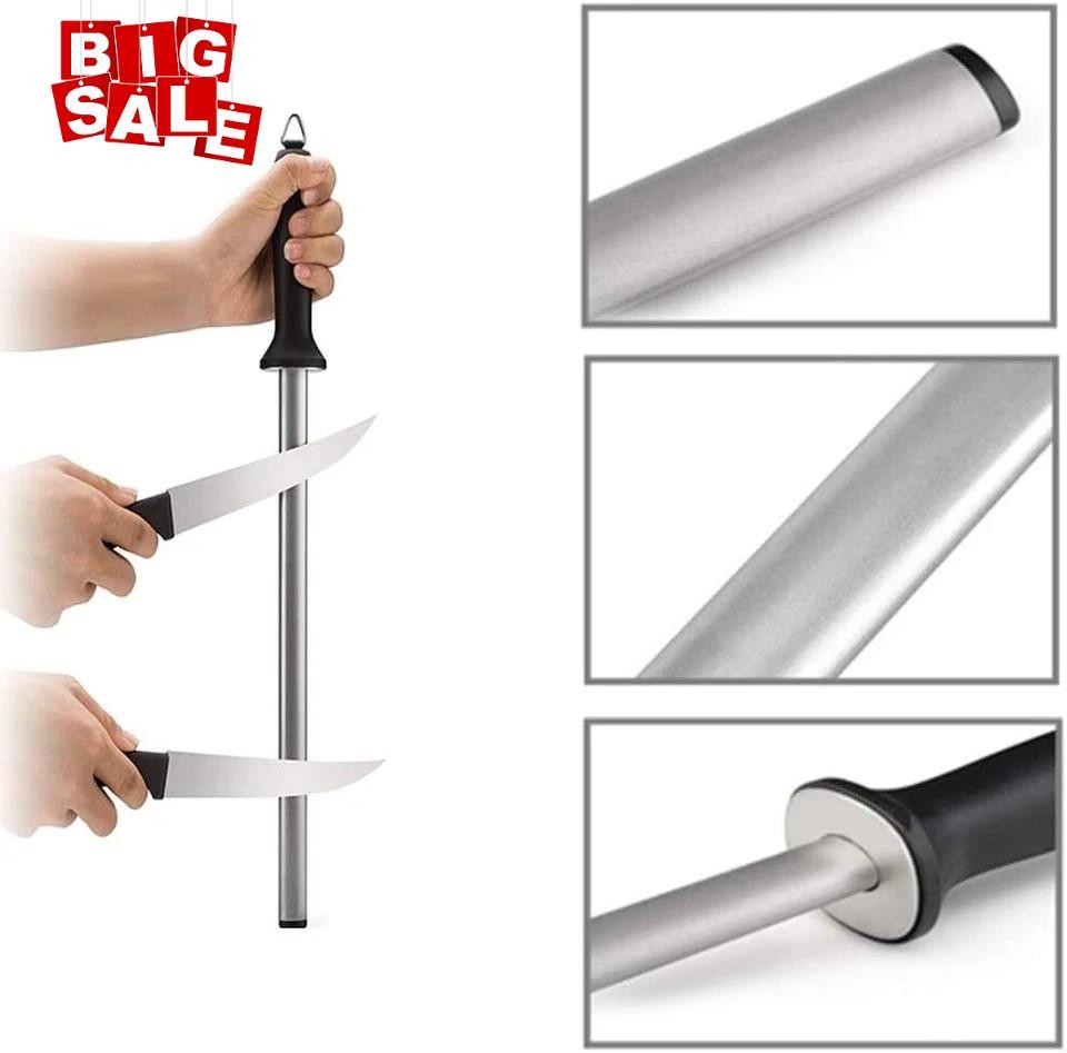 8 inch Sharpening Steel Honing Rod Oval Stick Kitchen Sharpener knife 1/3x