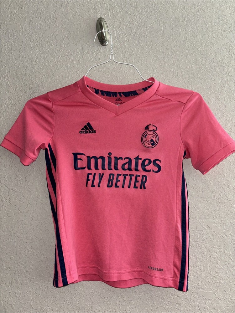 2020/2021 Real Madrid Kids Away Football Shirt Adidas Age 9/10 yrs Pink La Liga