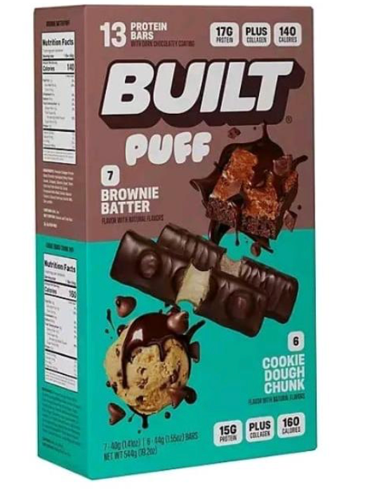 Built Bar Puff & Chunk Protein Bars, Variety Pack, 13 ct