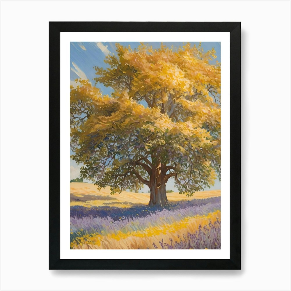 Tree in a Field 3 Framed Art Print - Canvas Wall Decor Picture  