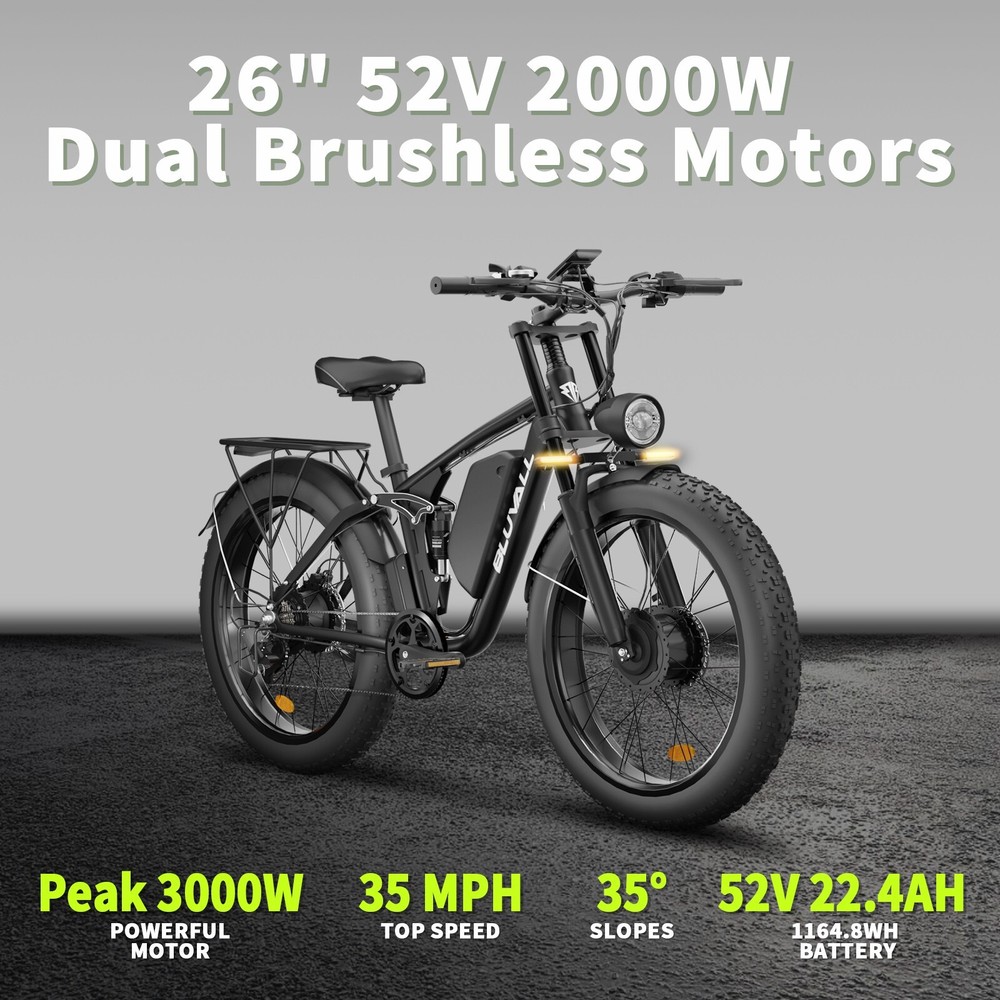 48V 52V 2000W Electric Mountain Bike with 22AH Battery 7-Speed