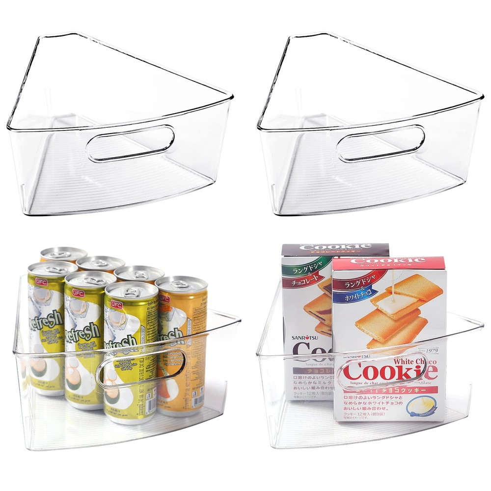 4 Pack Lazy Susan Cabinet Organizer BPA Free Plastic Storage Bins 1/8 Wedge