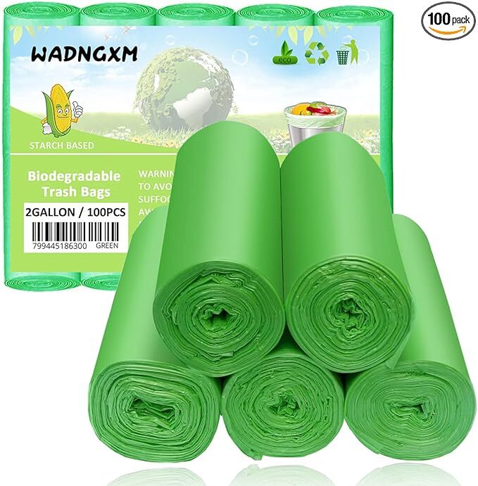 2 Gallon Compostable Trash Bags Small Biodegradable Garbage Bags 7.5 Liters Wast