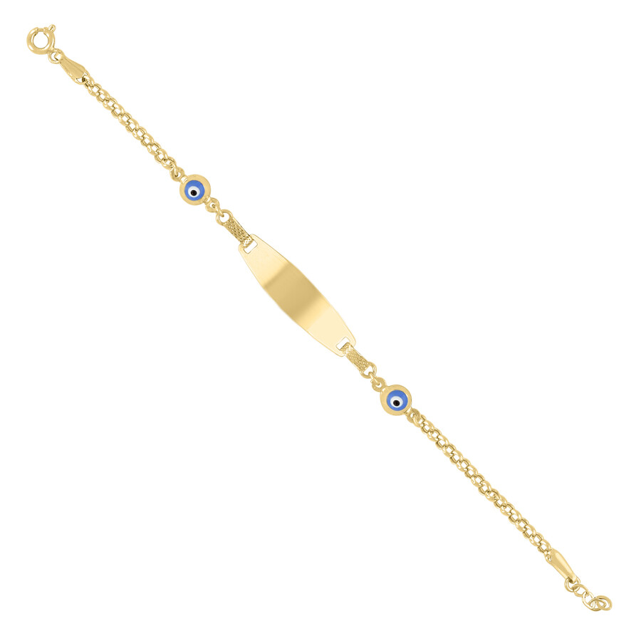10k Yellow Gold Evil Eye ID Bracelet for Women 6
