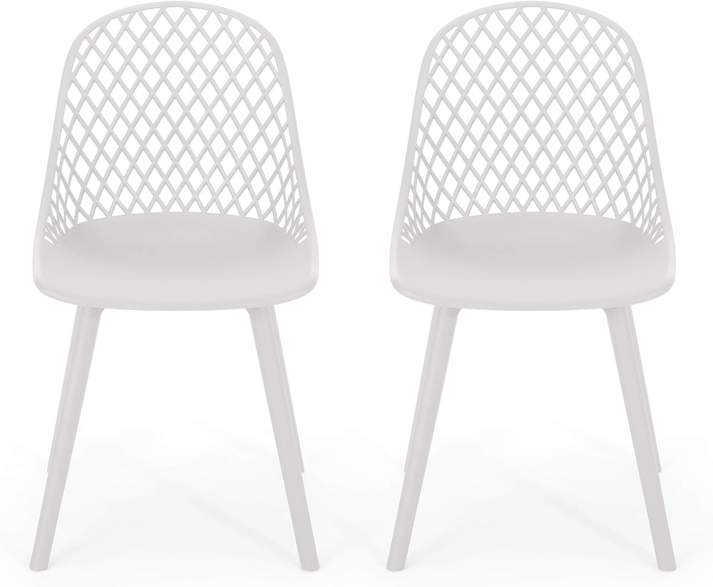 Delora White Outdoor Dining Chair Set of 2 for Patio