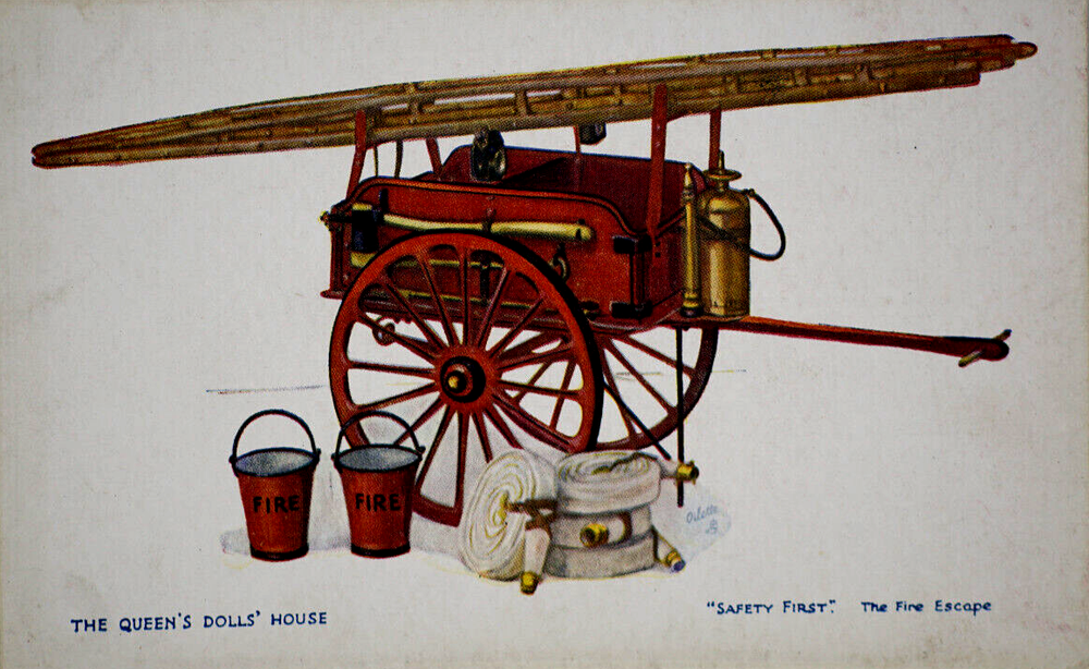 Postcard The Queen's Dolls' House Safety First The Fire Escape Tuck No. 4505