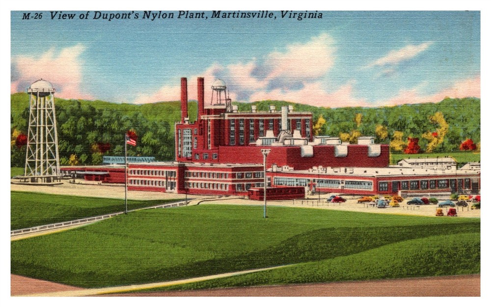 Dupont's Nylon Plant Birdseye View Martinsville VA Linen Postcard AH12