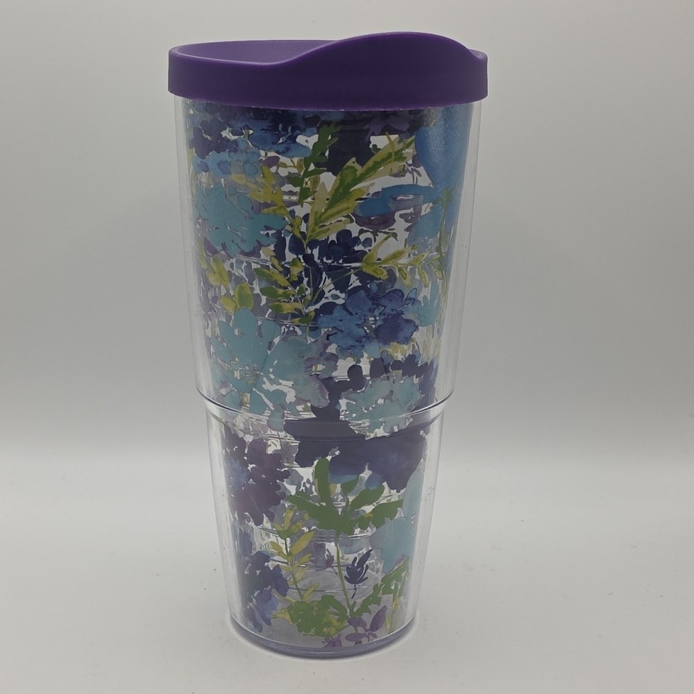 Tervis Fiesta 24 oz Meadow Floral Insulated Tumbler With Purple Lid