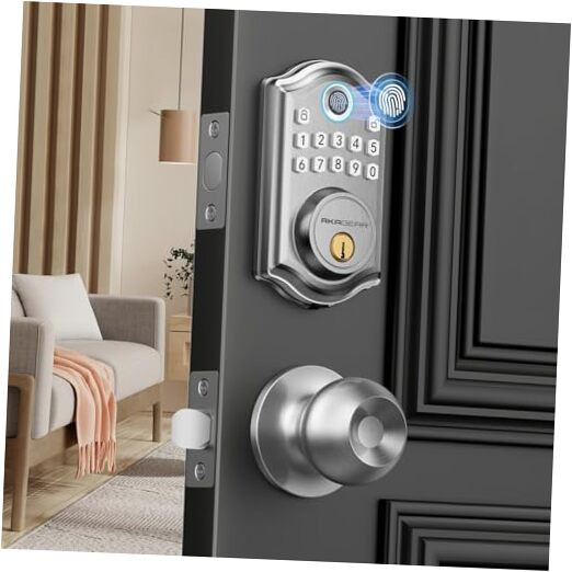 Smart Keyless Entry Fingerprint Door Lock with Keypad & Handle  