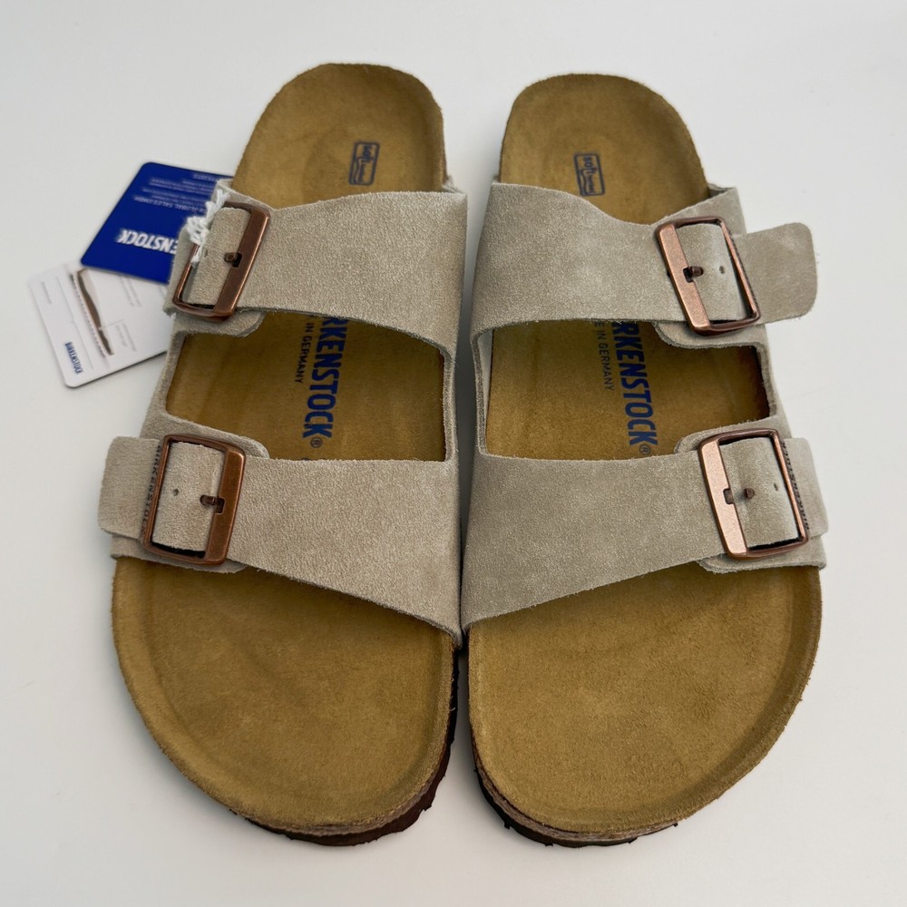 Birkenstock Arizona Taupe Suede Sandals Narrow Fit Cork Sole EU 37-45