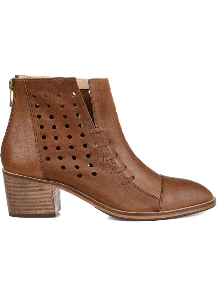 JOURNEE COLLECTION Womens Brown Slitted Padded Ulima Block Heel Booties 8