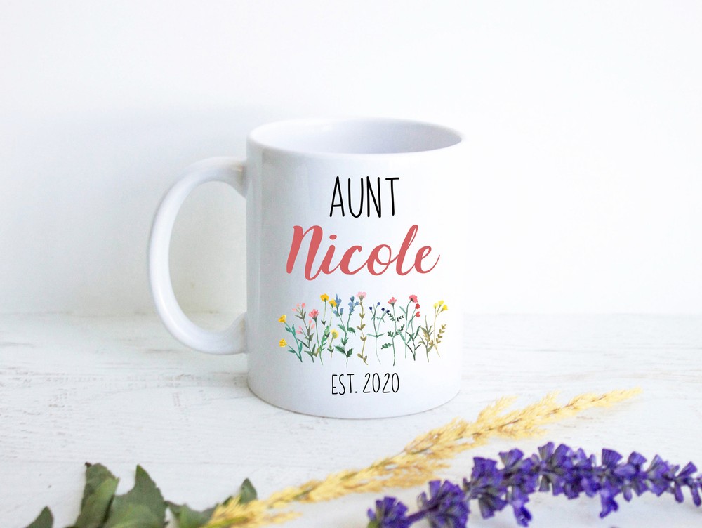Personalized Aunt Name Mug #2 New Aunt Gift Baby Announcement Best Aunt Custom
