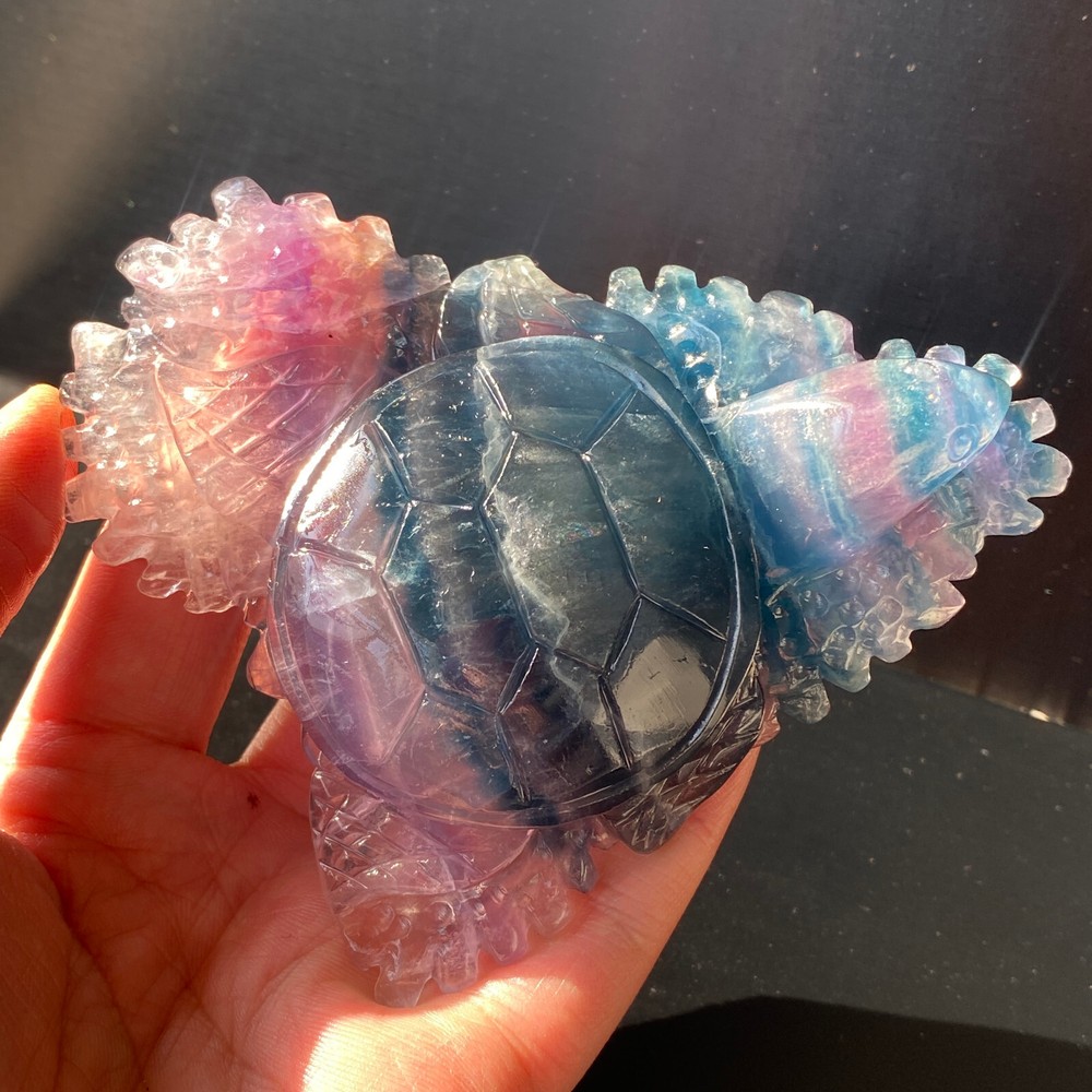 288g Natural Fluorite Quartz Carved sea world Skull Crystal Reiki Healing decor