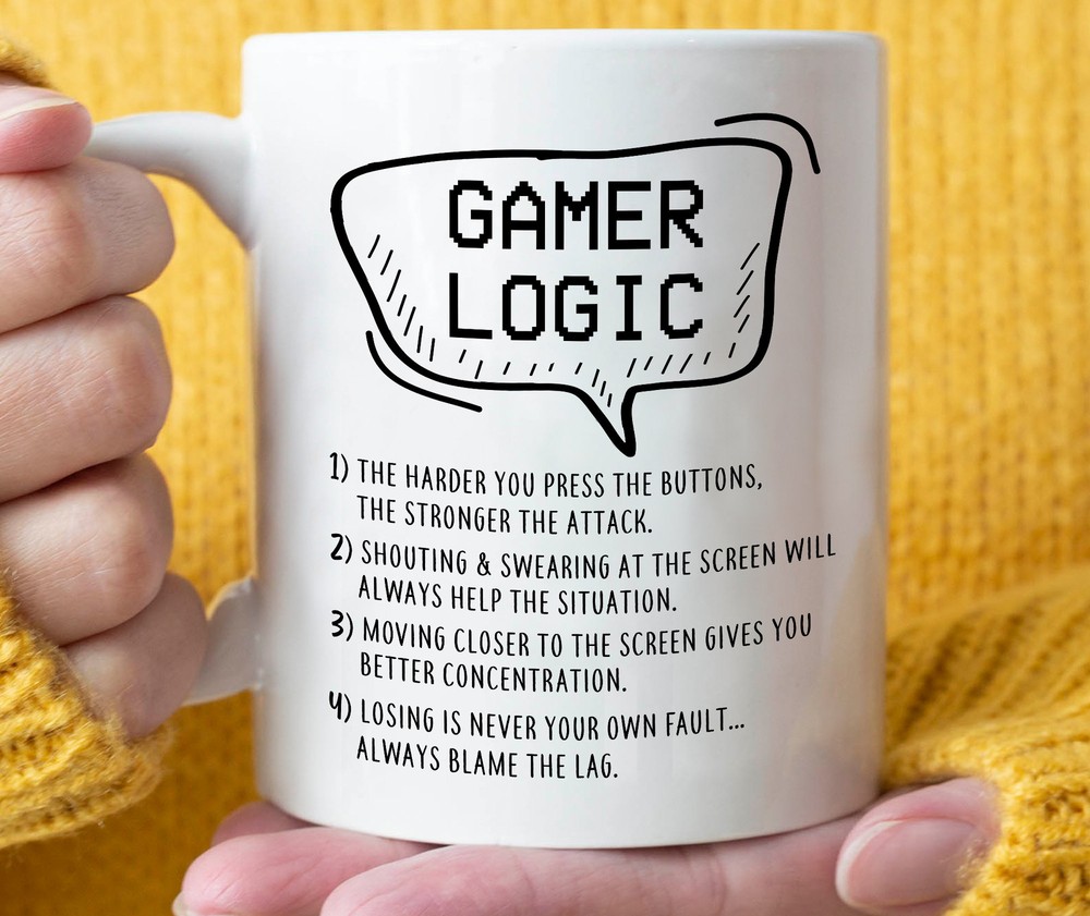 Gamer Logic Coffee Mug Funny Gamer Ceramic Mug Birthday Gift Ideas Gift Mug