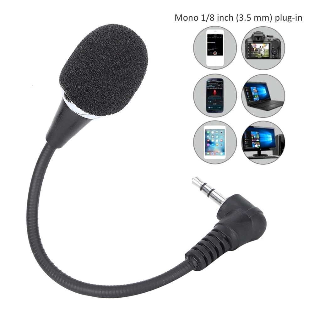3.5mm Mini Condenser Microphone Flexible Omnidirectional Mic for Phone PC Laptop