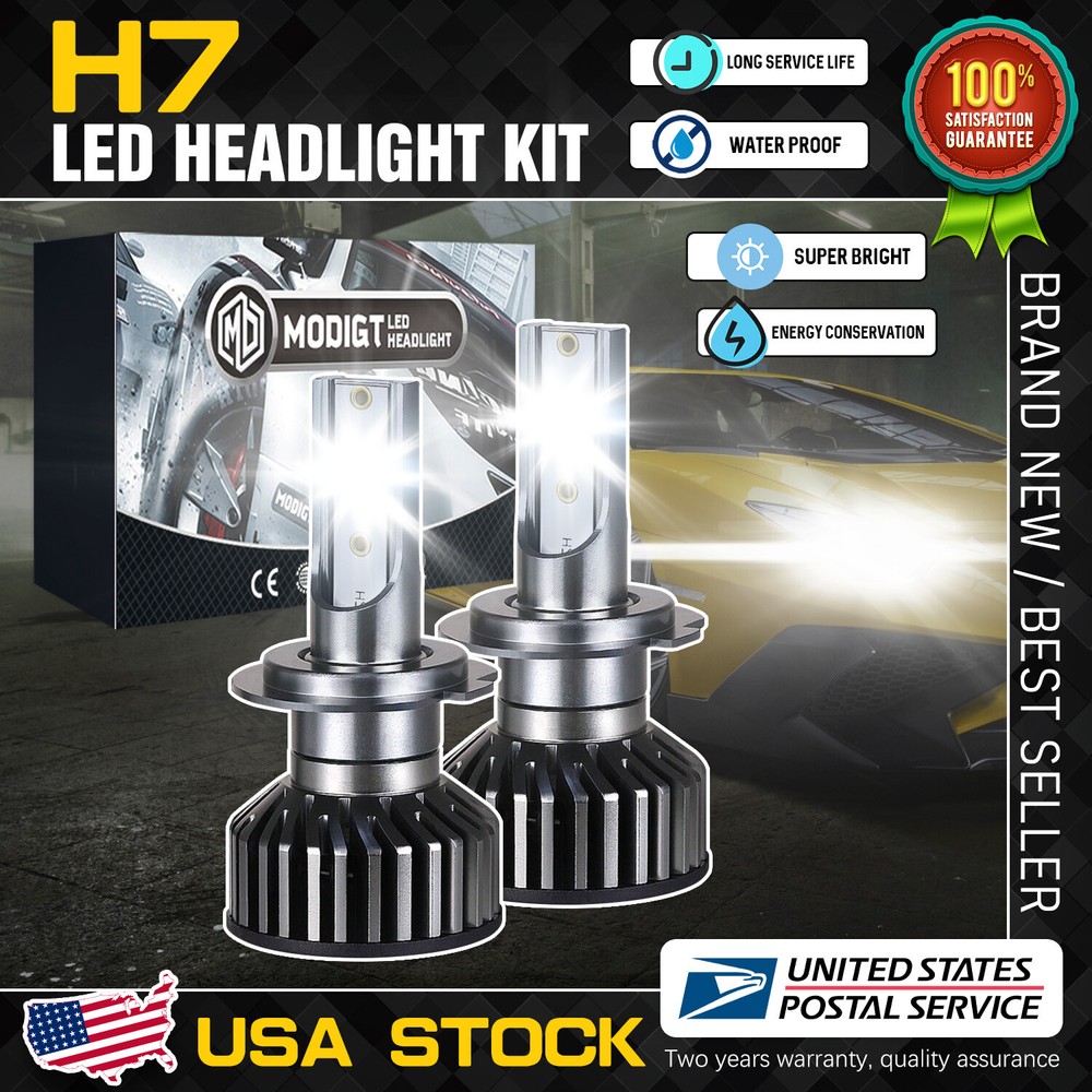 MGT LED High/Low Beam Conversion Kit H7 Bulbs Super Bright 6500K Plug&Play 2x