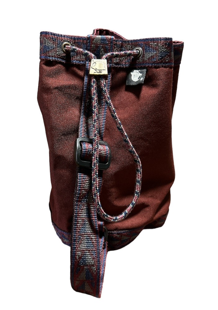EK Accessories Bucket Purse Handbag Maroon Tribal Drawstring USA Brown
