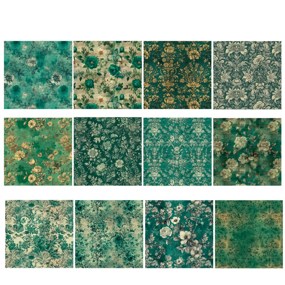 12 Designs Scrapbook Mats Scrapbook Decoration Flower Pattern for Decoration