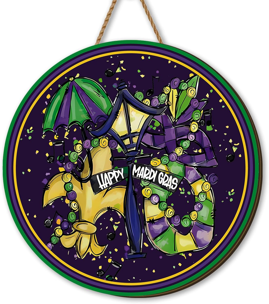Mardi Gras Decorations New Orleans Brazi Carnival Hanging Sign Fat Tuesday Door