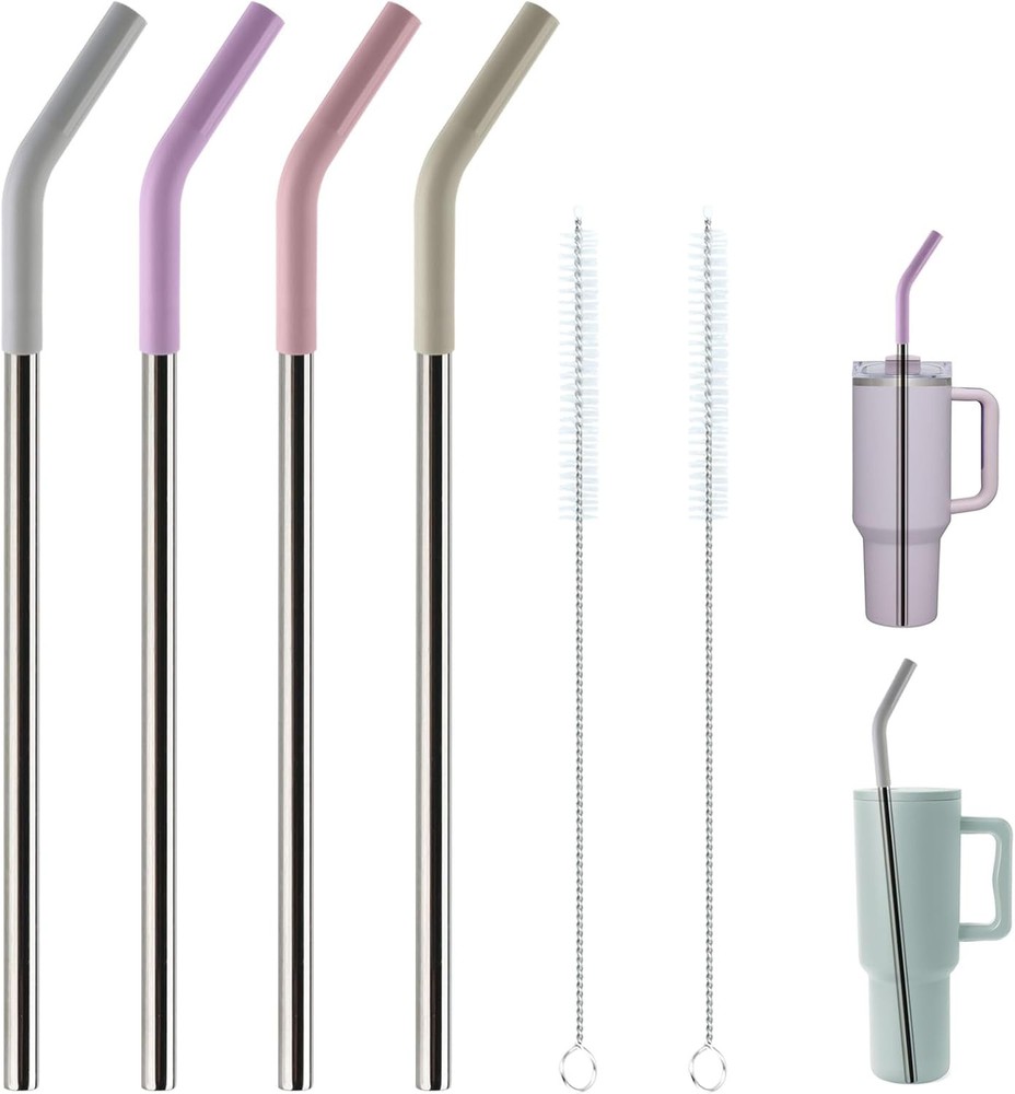Replacement Straws for 40oz Tumblers,Metal Reusable 12 Inches, Sliver