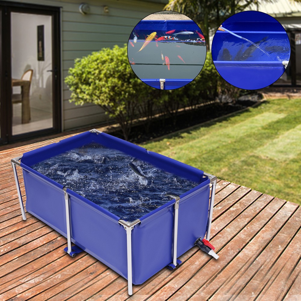 Blue Cuboid Canvas Fish Pond for Koi Breeding and Aquarium Coating