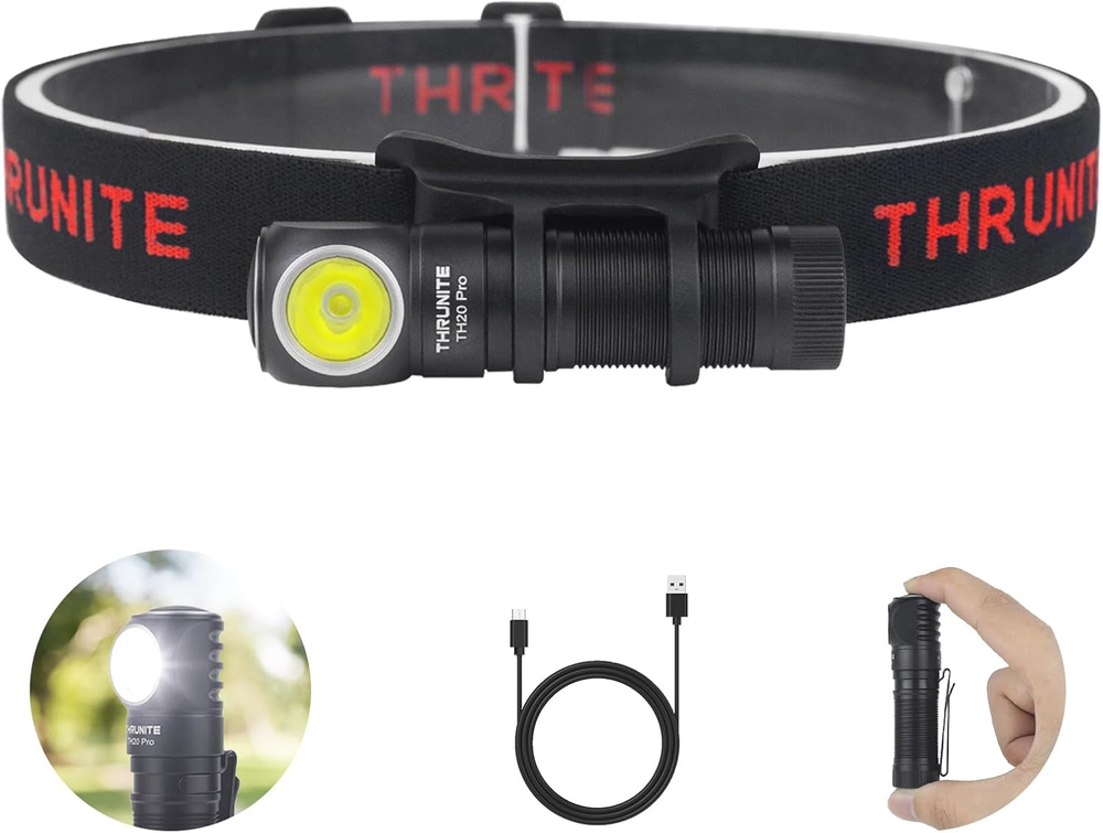 ThruNite TH20 Pro 1010 Lumen Rechargeable LED Headlamp, Powerful Right Angle AA