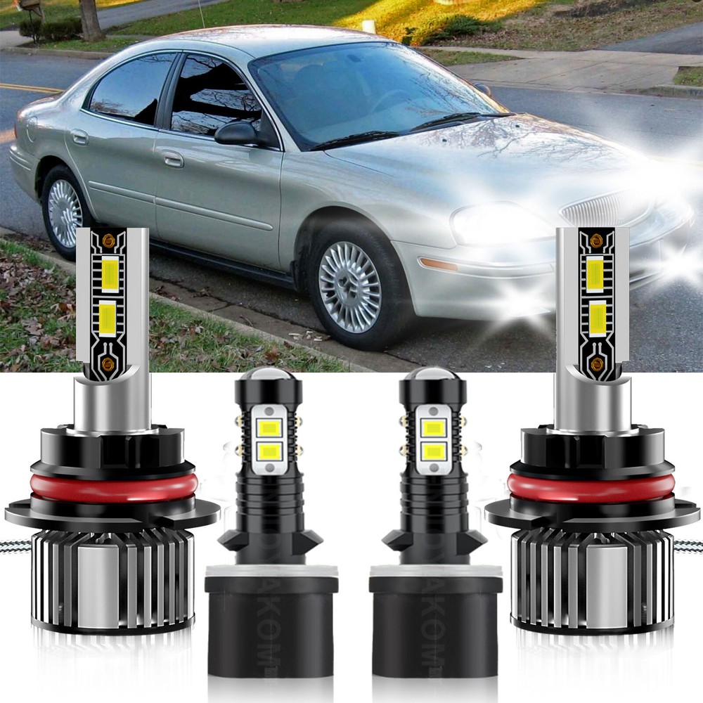 4x Bright LED Headlight Bulbs High Low Beam Fog Lights for Mercury Sable 2000-2005