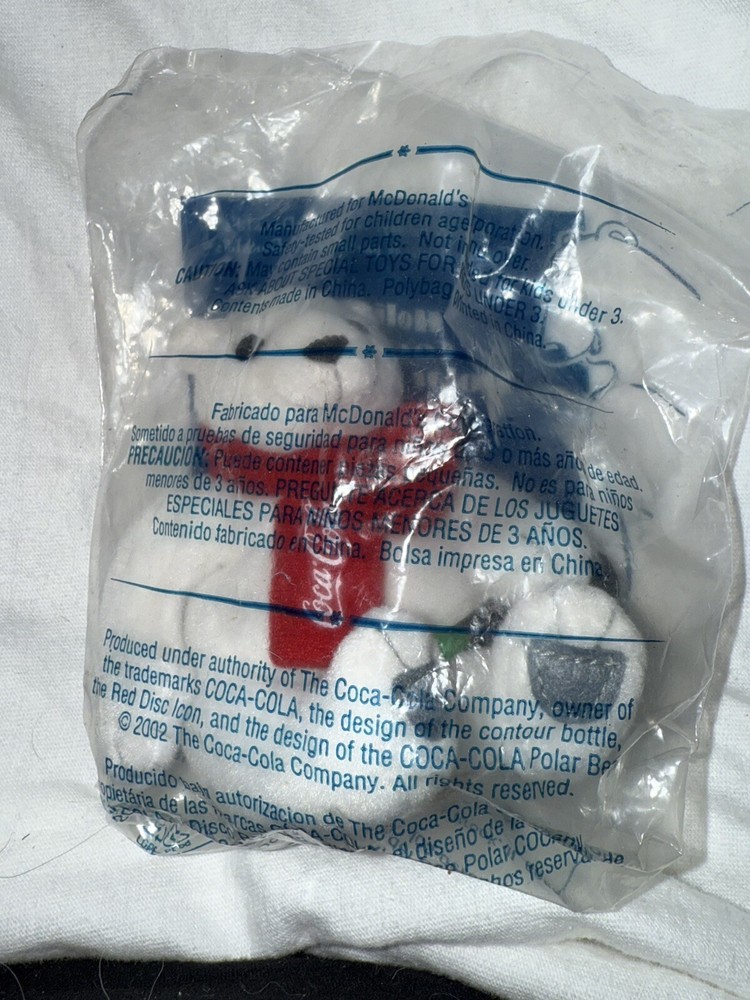 2002 McDonald's Holiday Coca-Cola Polar Bear Happy Meal Toy