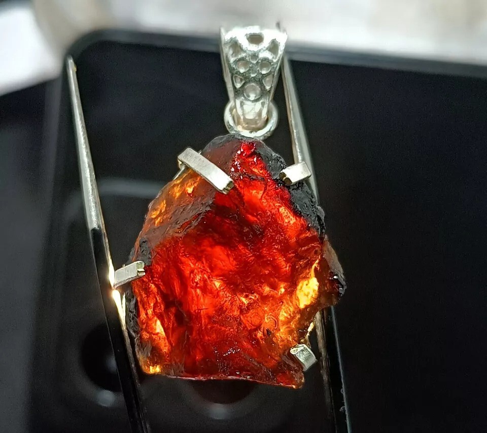 FLAWLESS Natural 38.80 Ct Amber Rough 925 Sterling Silver Pendant Loose Gemstone