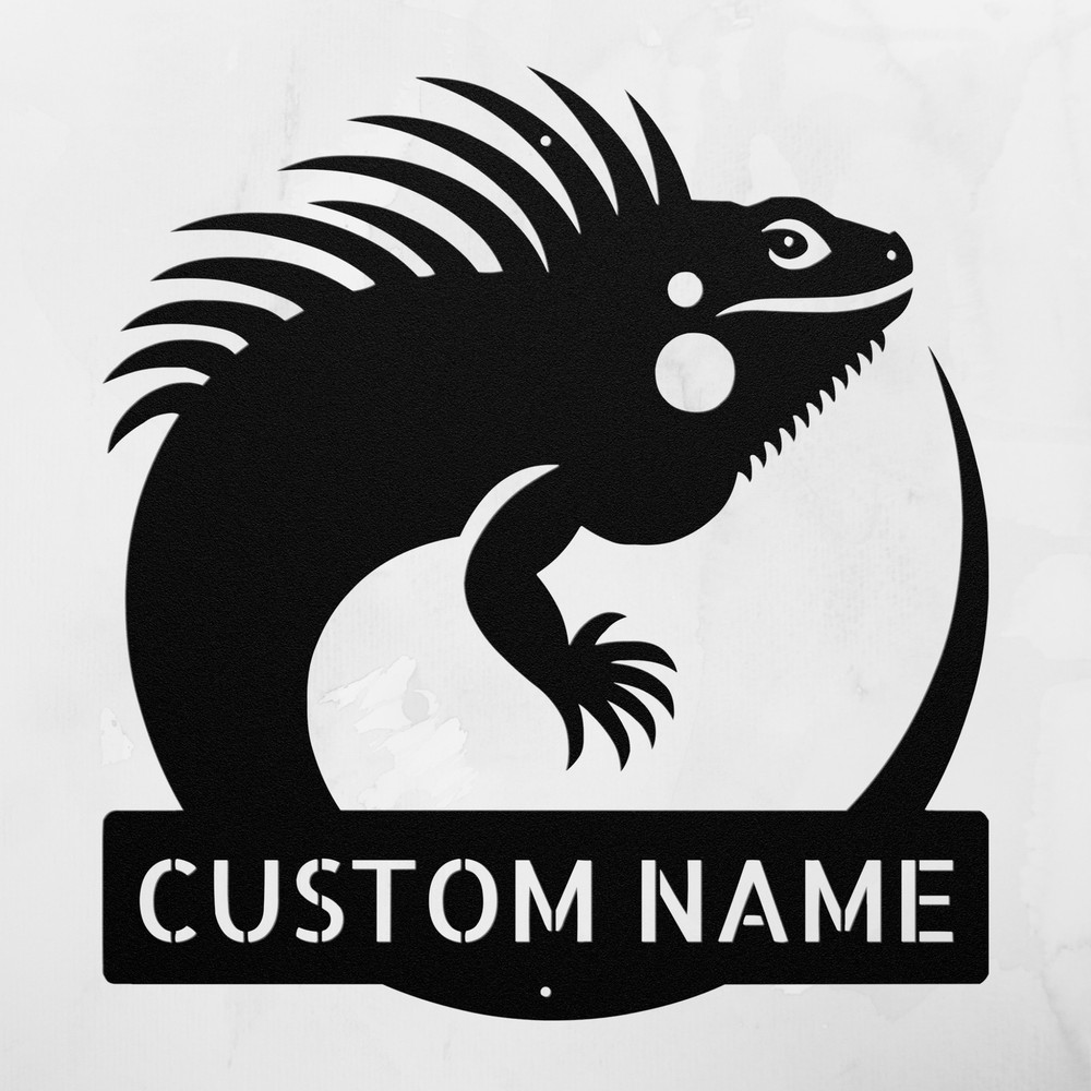 Custom Iguana Metal Sign Unique Animal Decor Wall Art Gift for Reptile Lovers