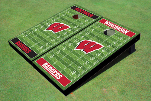University of Wisconsin Badgers Alternating Football Field Cornhole Boards