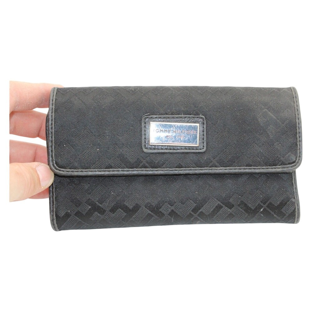 Tommy Hilfiger Black Tri-Fold Wallet With Zippered Pocket