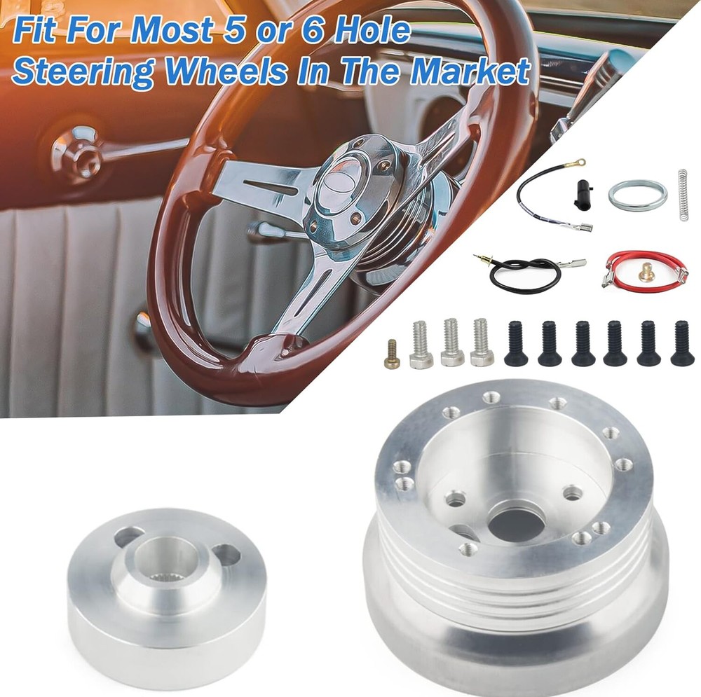 5 & 6 Hole Steering Wheel Polished Hub Adapter For GM Chevy Flaming River Ididit