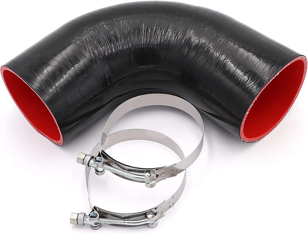 90 Degree 4-Ply 4-Inch Silicone Elbow Hose with T-Bolt Clamps for High-Performance Applications