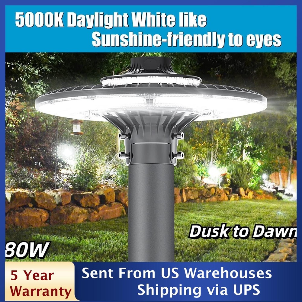 80W Dusk to Dawn LED Post Light for Outdoor Garden Pole Lighting