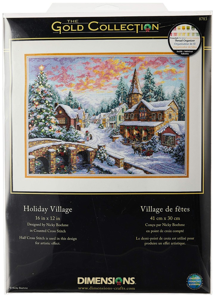 Gold Collection Counted Cross Stitch Kit, Holiday Village Christmas Cross Sti...