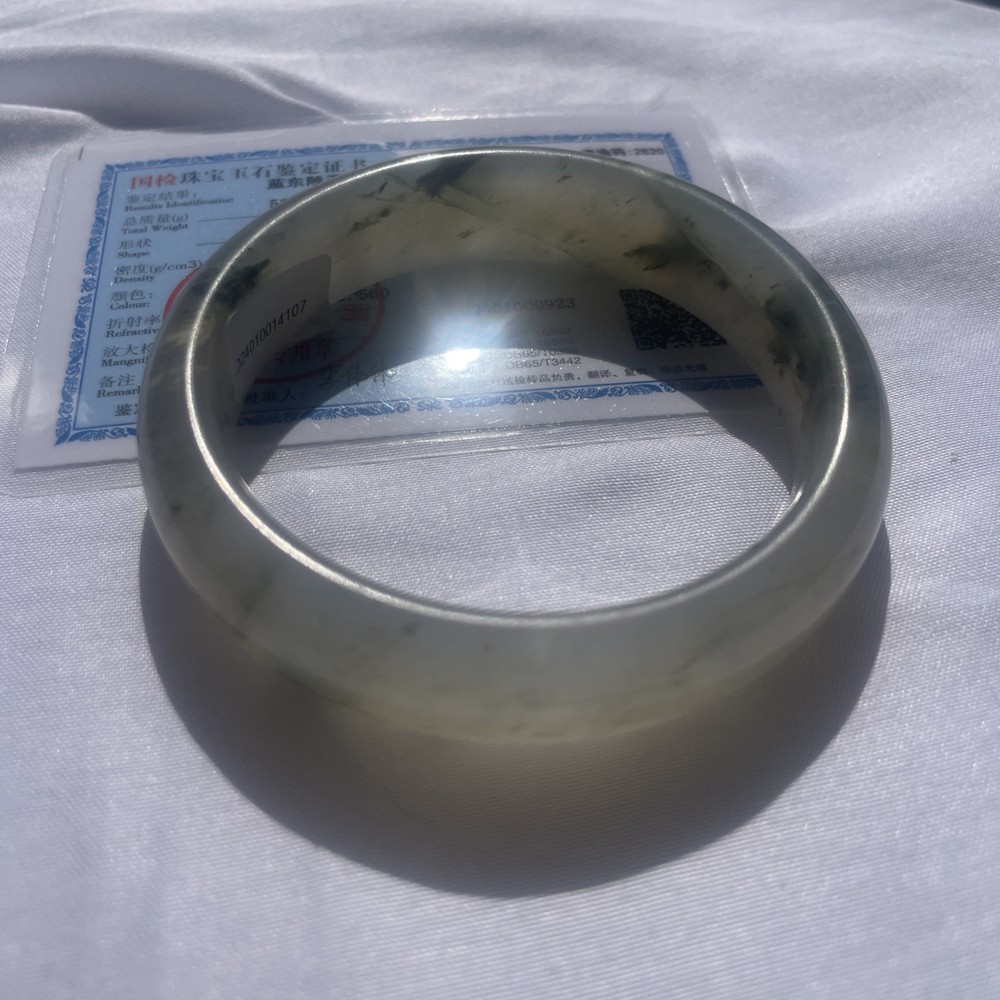 Natural AAAA Green Jade Bangle 53.96 CERTIFIED