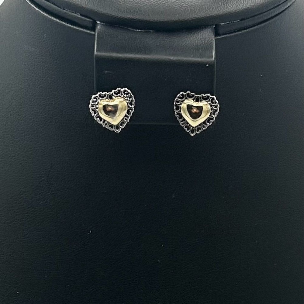 Vintage Victorian Gold Tone Heart Stud Earrings by Avon