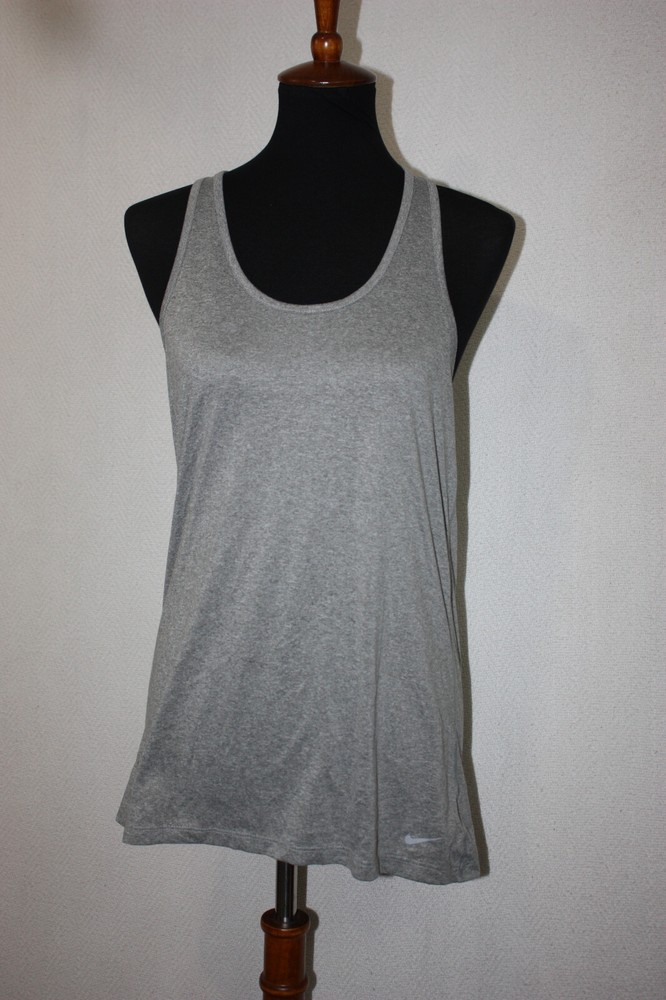 Nike Dri Fit Size L Solid Gray Racer Back Tank Top