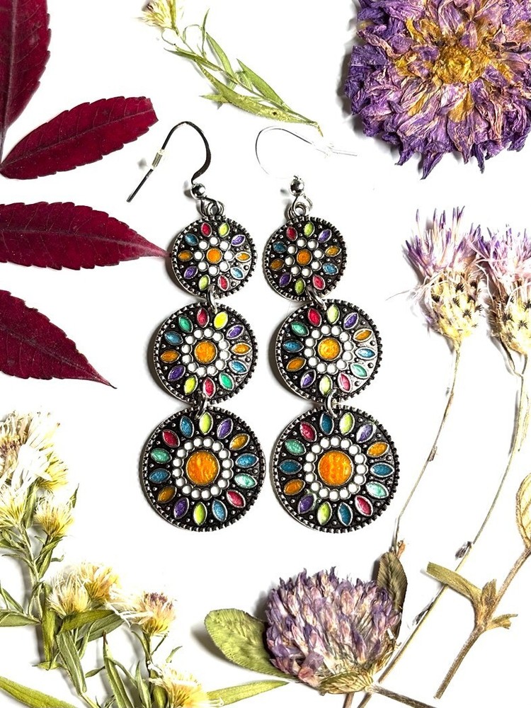 Stylish Gold-Tone Medallion Earrings for Women