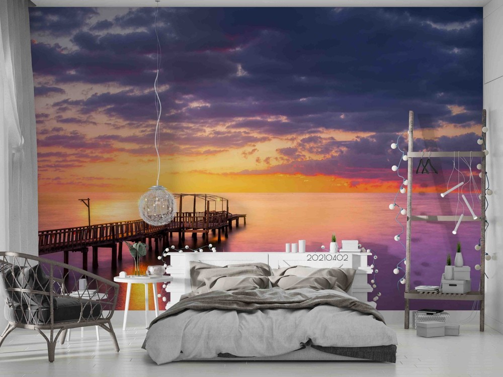 3D Sky Sea Sunset Landscape Wall Murals Wallpaper Murals Wall Sticker